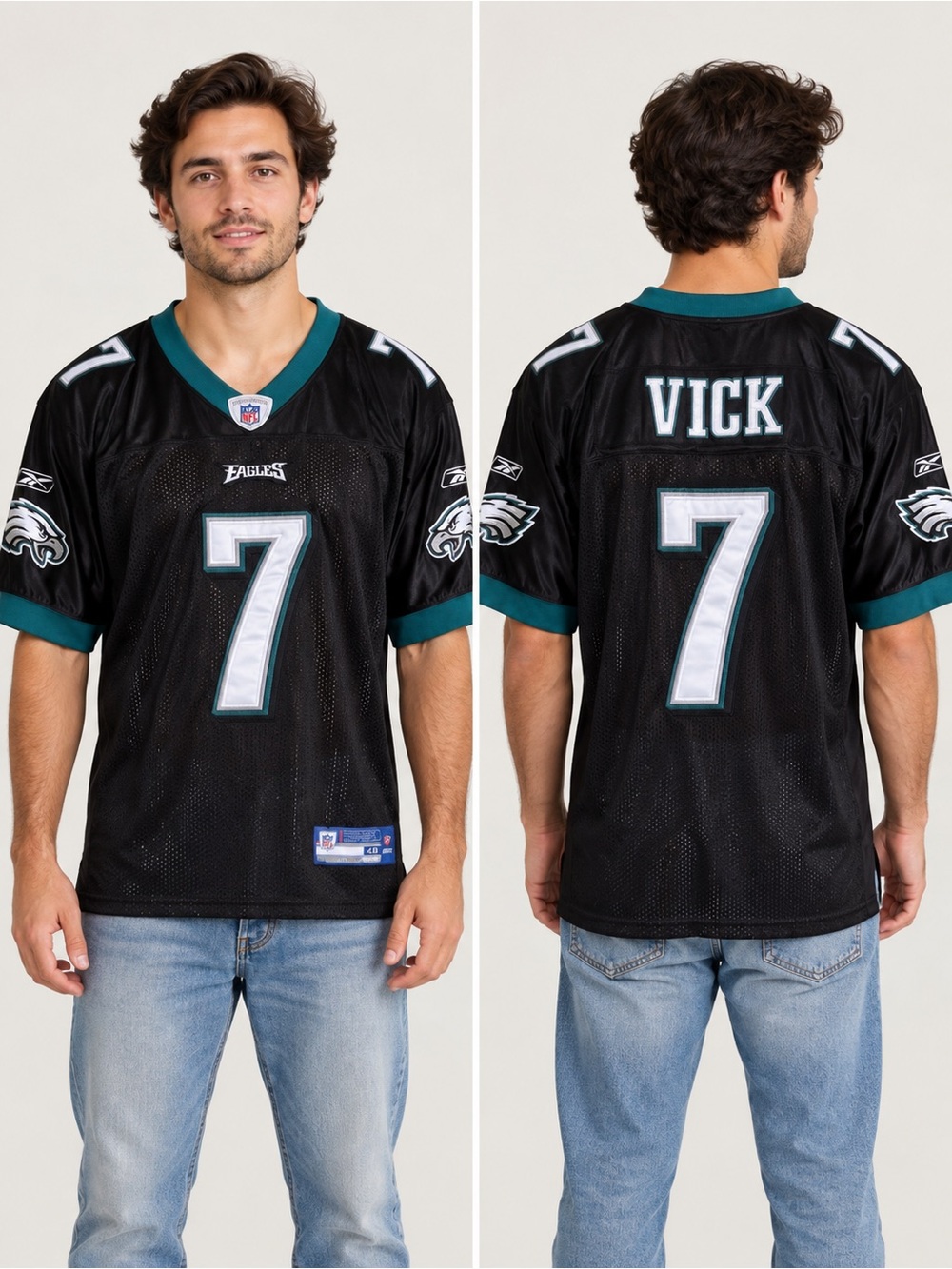 Reebok Black & Teal Philadelphia Eagles Vick #7 Mesh Jersey